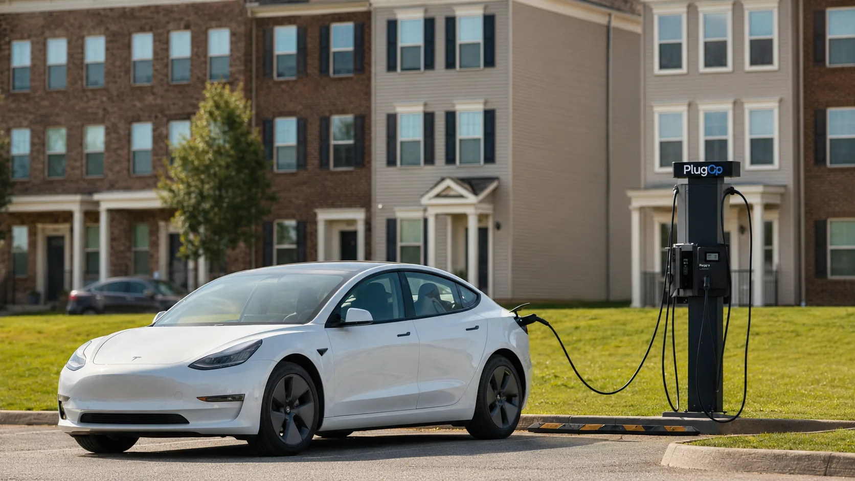 Multifamily EV charging station outside an apartment community